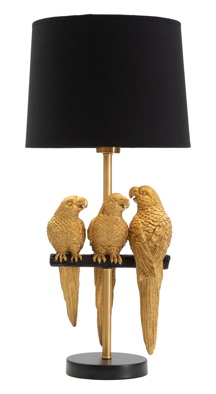 Lampa de masa Parrots, Mauro Ferretti,  1 x E27, 40W, Ø 30x62.5 cm, negru/auriu - imagine 7